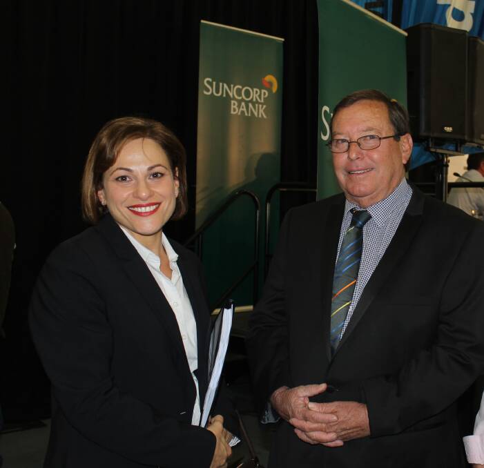 Then and now: RAPAD chairman, Rob Chandler, right, pictured with deputy Premier, Jackie Trad at the 2015 bush forum held in Longreach. Picture: Sally Cripps.
