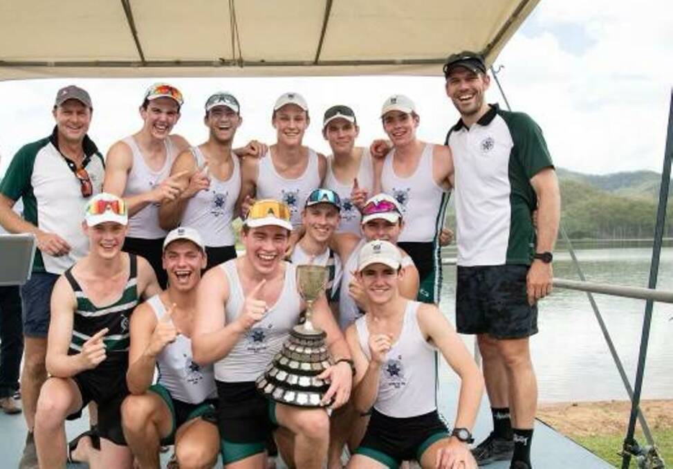 BBC's winning 1st VIII team - coach Randall Martin, Robert Atkinson, Oliver Milne, Toby Macpherson, Robbo Robertson, Lex Tucker, co-coach Scott Laidler, and front Nick Munro, Sam Crook, Monti Martin, and Lachlan Maclean, plus reserves Finlay Harris and Levi Lennon. Pictures supplied.