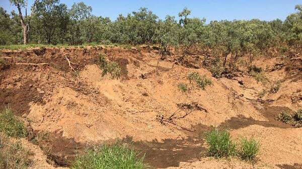 An example of the severe erosion landholders have been left to deal with since February's monsoon event. Photo supplied.