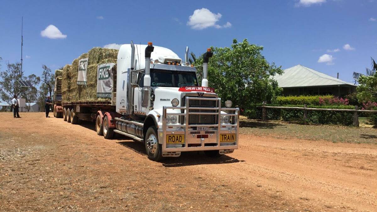 The hay delivery arriving at one of the Clermont properties.