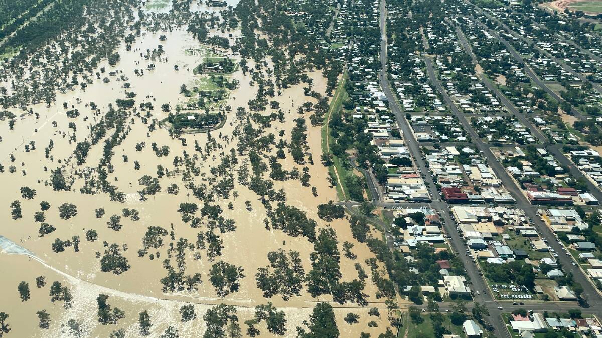 Another view of the Warrego River beside the Charleville community on Saturday. Picture: Alan MacDonald
