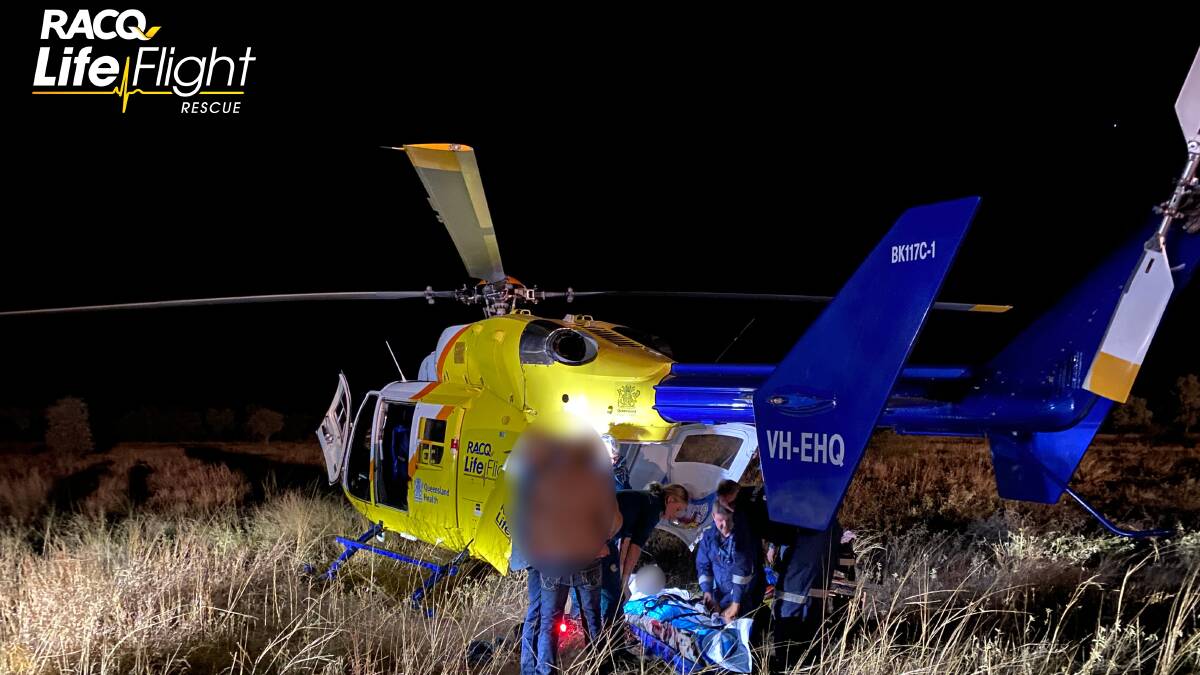 The RACQ LifeFlight Mount Isa crew at work attending to an injured patient. Picture: Supplied