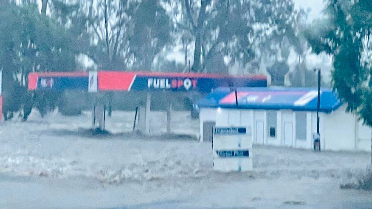 A photograph from Clayton's Towing of the floodwater at the roadhouse at Booyal early on Saturday morning.