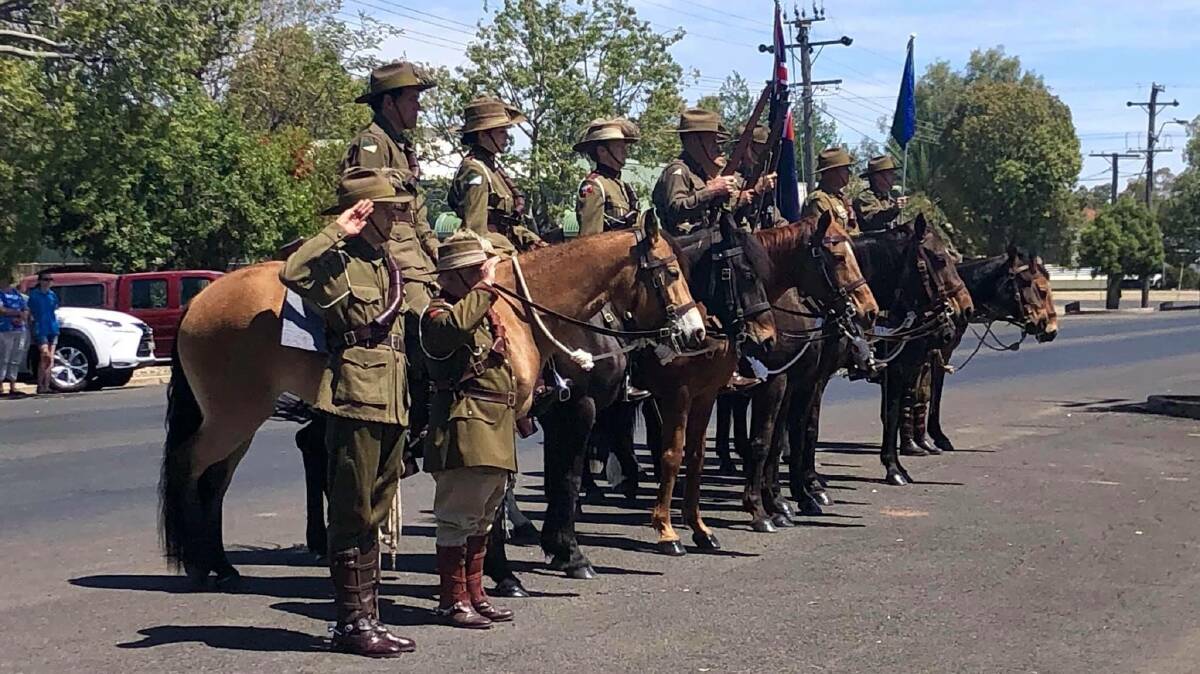 The Light Horse representatives joined the residents of Roma at the town's cenotaph to honour the memory of their fallen World War One townspeople.