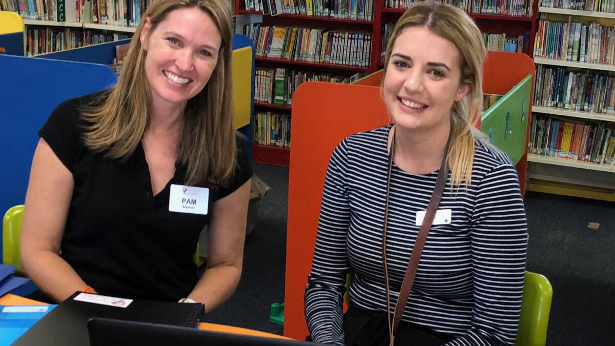 Outback Futures literacy support specialist, Pam Seymore with Blackall State School Prep to Year 2 teacher, Anjii Bennett.