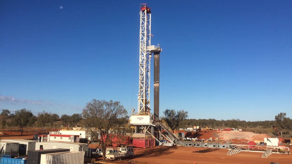A Santos drilling rig in operation in central Australia. Picture: file