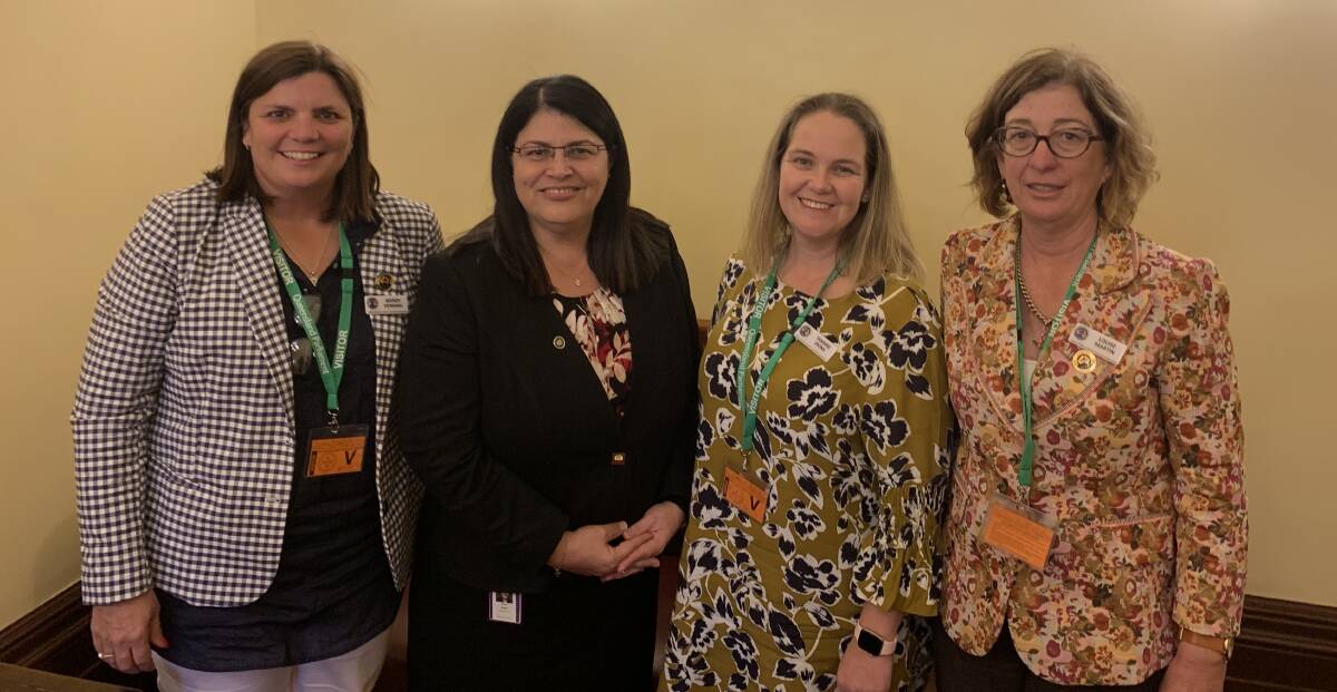 Queensland Education Minister Grace Grace, second left, with ICPA Queensland representatives Wendy Henning, Tammie Irons and Louise Martin at last week's Brisbane delegations. Photo supplied.