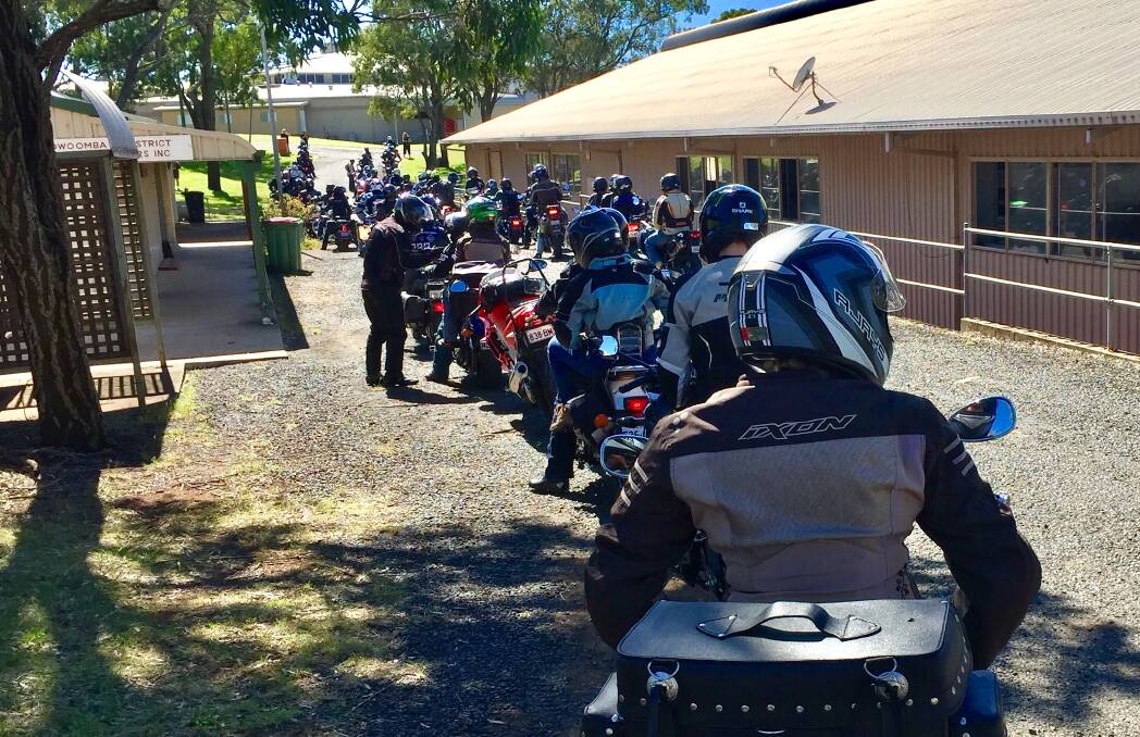 A section of the 125 participants ready to depart Toowoomba on Sunday morning.