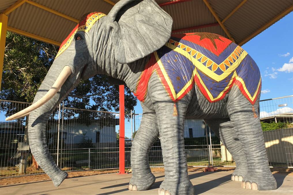 The fibreglass elephant is a permanent link to Blackall's early heritage.