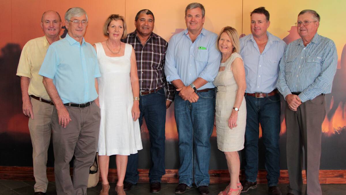 Australian Stockman's Hall of Fame chairman David Brook and Dick Smith with some of the stockmen and women who starred in the museum's new film.