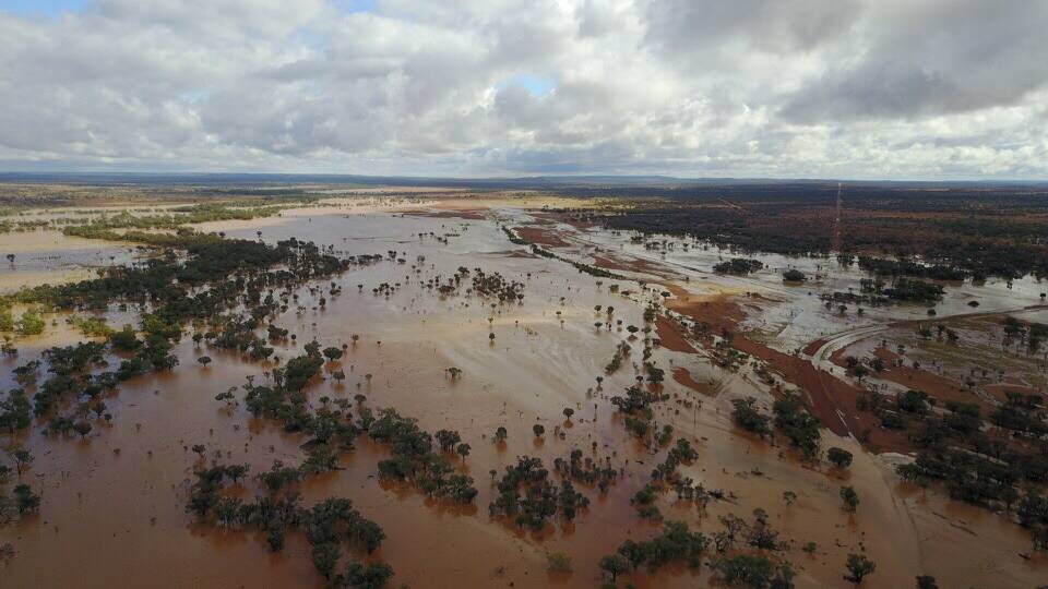 Another aerial view of the country at Moble Station after 54.7mm of rain overnight. Picture - Brian Rutledge.