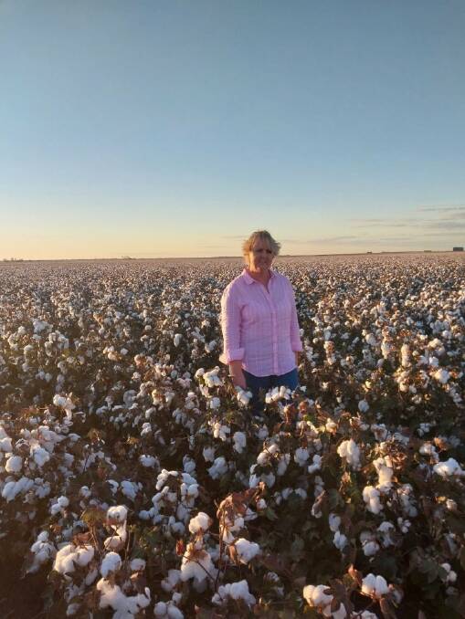 Lisa Balmain in a cotton crop at Cecil Plains. Picture supplied.