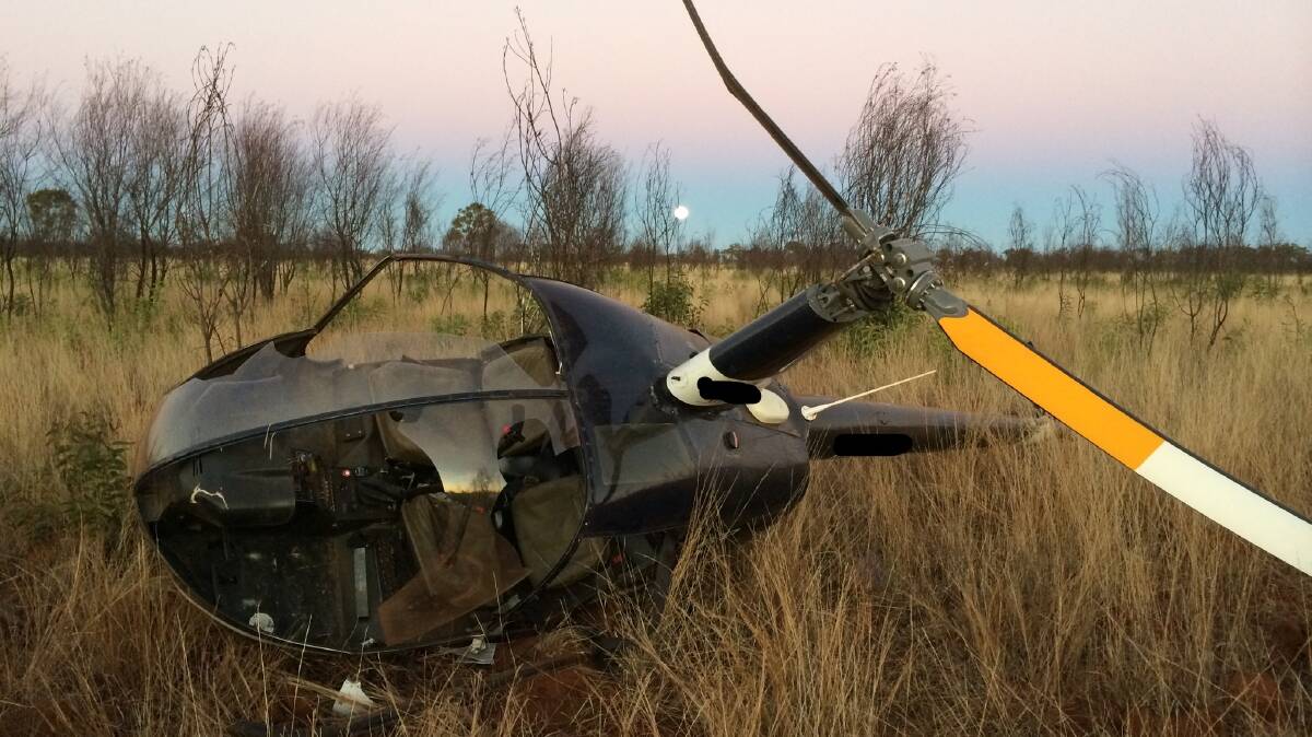 One of the R22 helicopter accidents Leon Christiansen survived. Picture supplied.