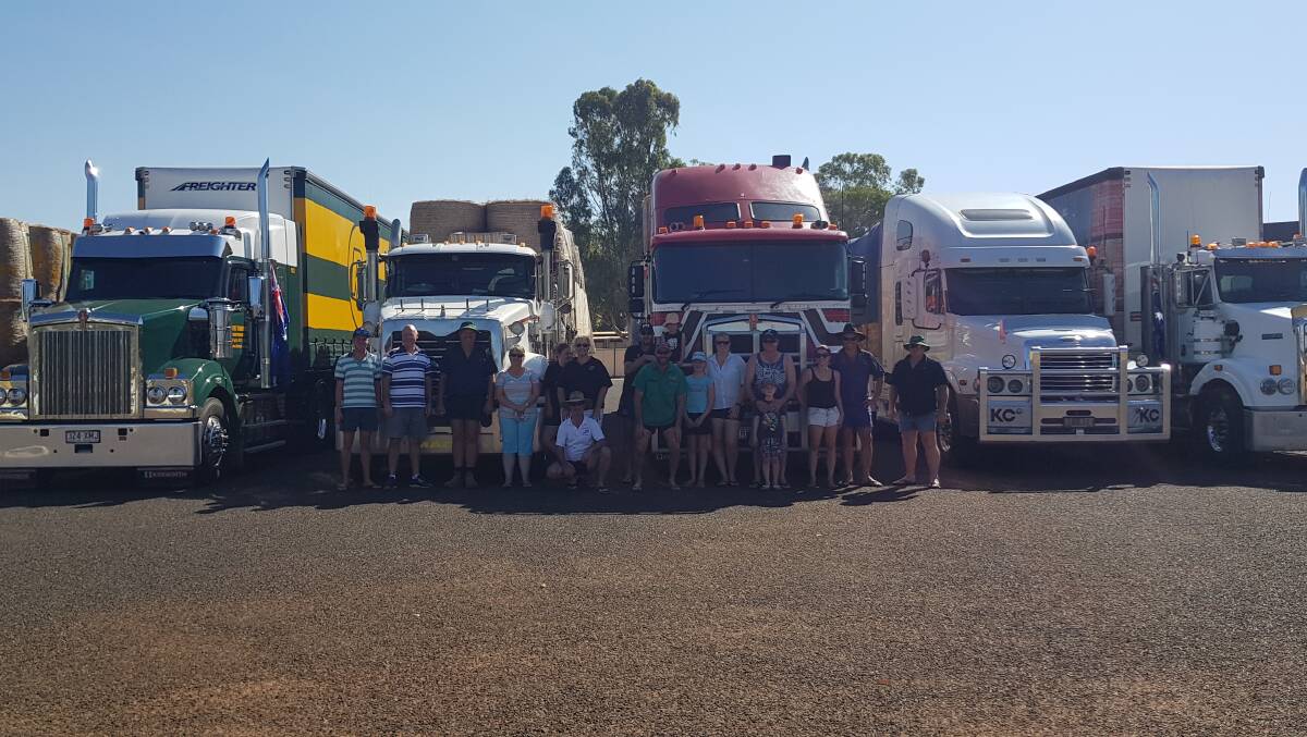The Maryborough hay runners in front of part of their convoy. Photo supplied.