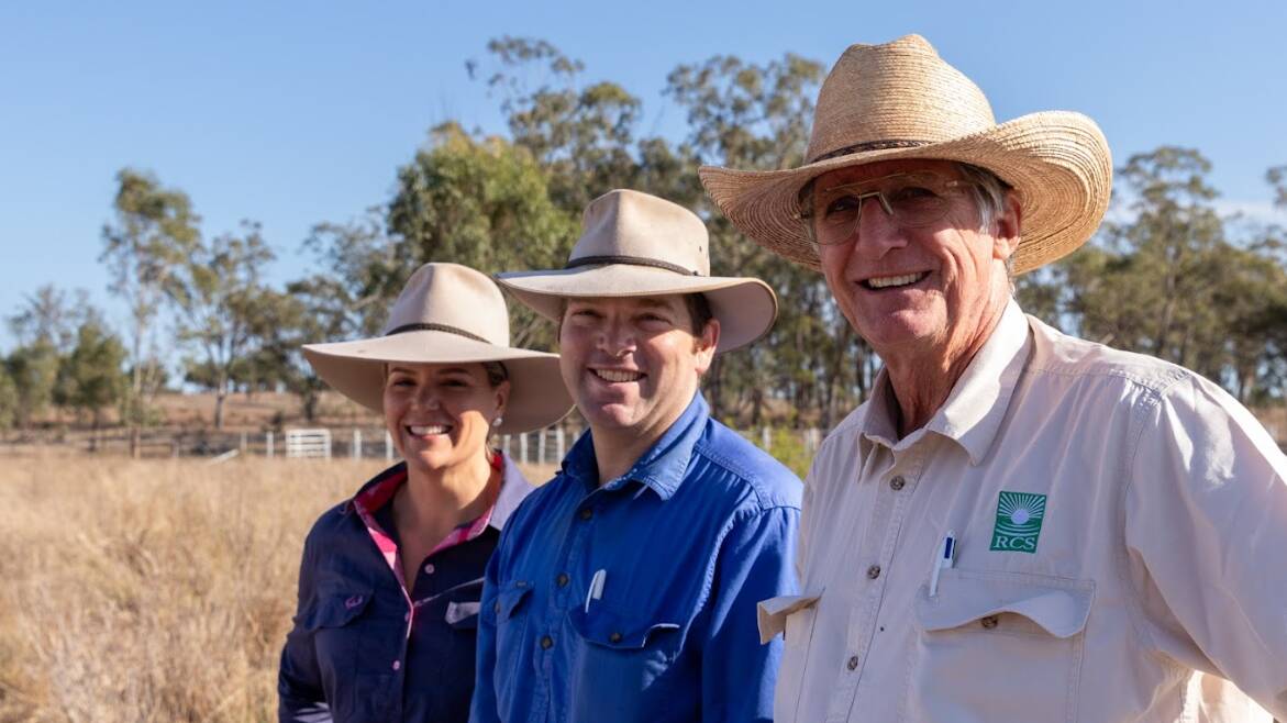 Cath and Fred Clark with RCS mentor Raymond Stacey, inspecting the latest changes at Euthulla, Roma.