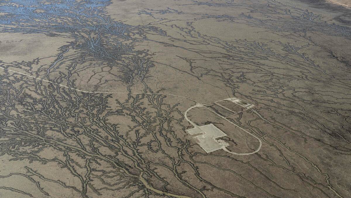 An aerial photograph of gas development in the Gidgealpa oil field north of Moomba, South Australia. Picture: Doug Gimesy