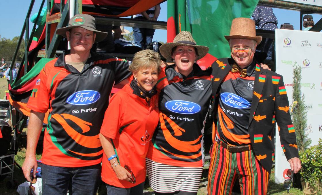 People travelled from around the world to attend the polocrosse World Cup, including these Zambian fans Iain Dunn, Manu Harries, Lilo Marohn and Adrian Friend.