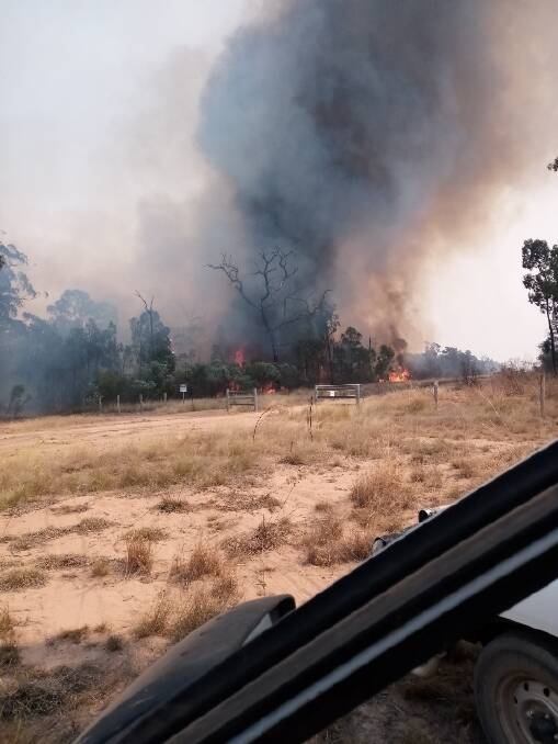 A closer view of the bushfire at Miles.