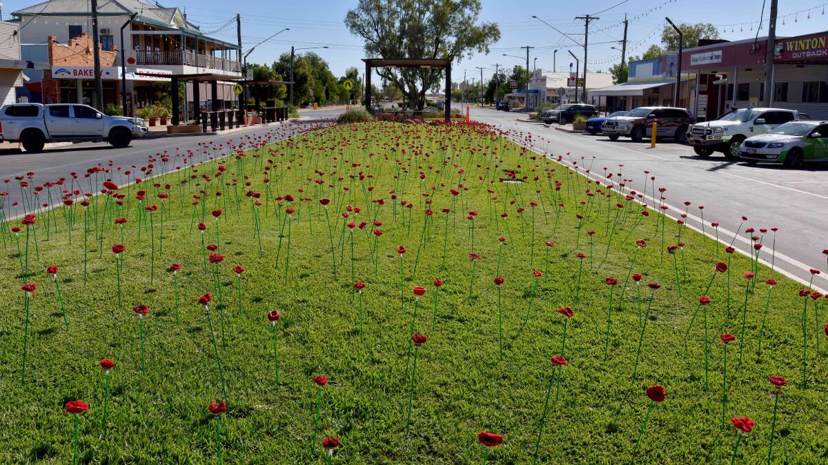 A view of the poppies in Winton's main street.