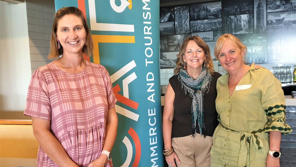 Roma Commerce and Tourism general manager Debbie Joppich with guest speaker Kim Edwards and Roma Subway franchisee Ruth D'Hennin. Picture: Sally Gall