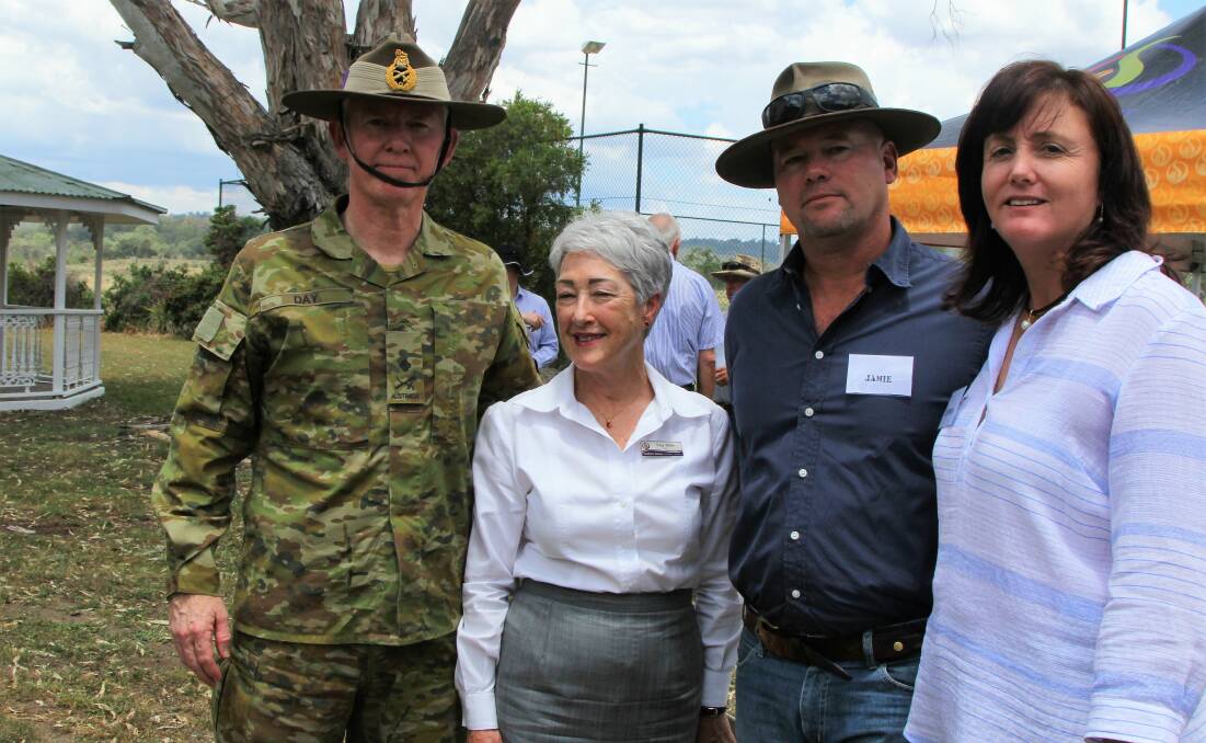 Major General Stephen Day and Southern Downs mayor Tracy Dobie were hosted by Warwick cattle producers, Jamie and Cynthia McDonald on their Wingarra property.