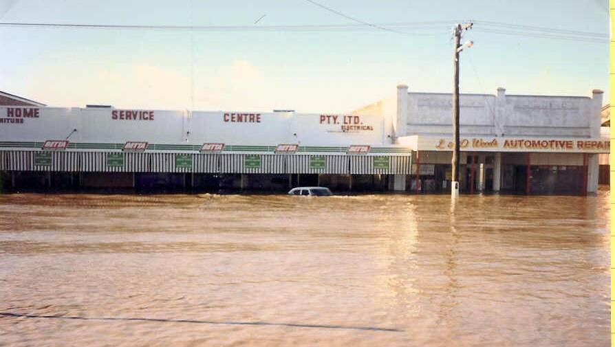 Alfred Street in Charleville at the height of the 1990 flood. Picture - Murweh Shire Council.
