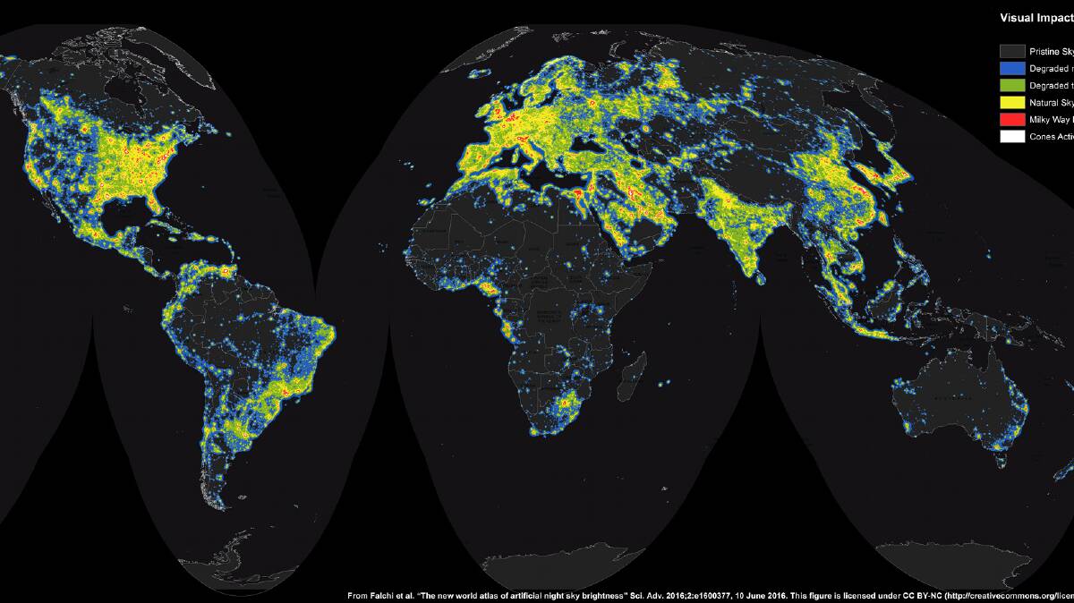 A map of the world's light pollution.
