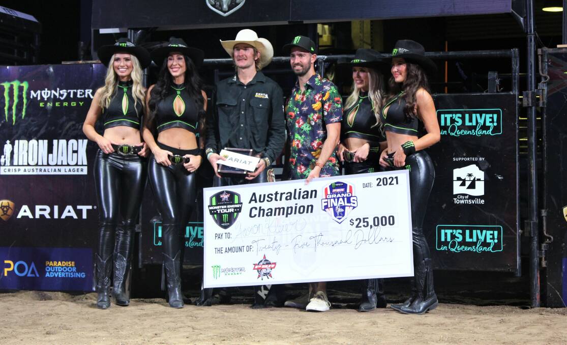 Aaron Kleier is crowned the 2021 PBR Australia champion in Townsville, for the fourth consecutive year. Pictures: Sally Gall