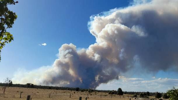 Another view of the bushfire north of Miles as it expanded rapidly, driven by wind and tinder dry fuel.