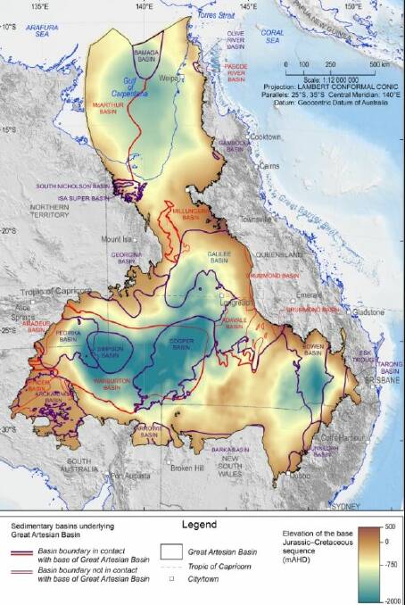 The inter-connectivity of the Great Artesian Basin's sub-basins. Picture - Hydrogeology Journal, Volume 28, Feb 2020.