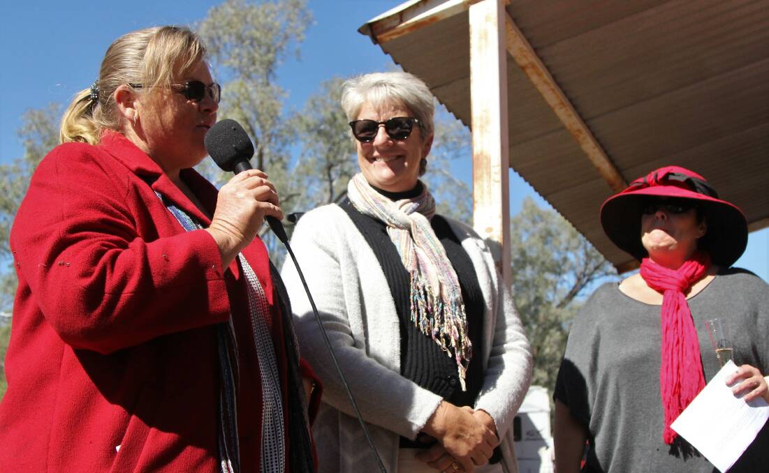 Tambo and Blackall CWA representatives Pam Pullos and Frances Calleja with, centre, Blackall-Tambo's newest councillor Jane Scobie at the Belles of the Barcoo function.