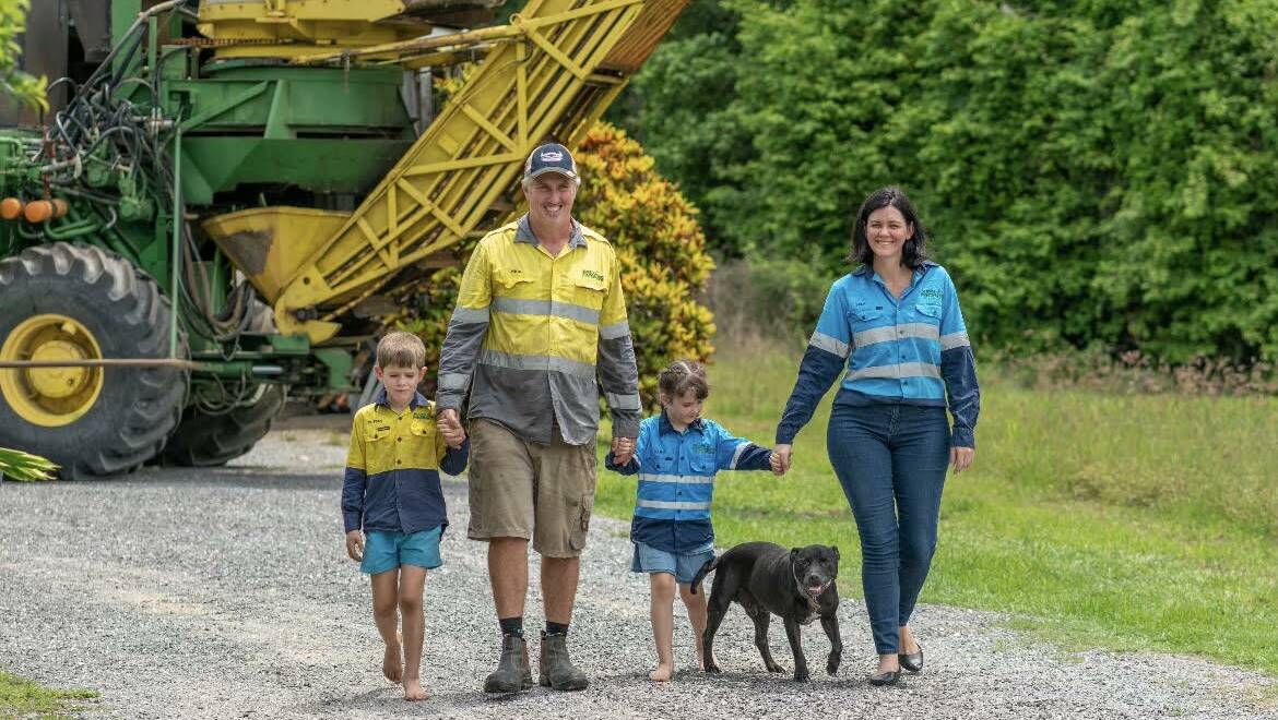 SMART FARMING: Michael and Liza Giudice, with children Flynn and Zara and the family pooch, are at the forefront of sustainable farming in Far North Queensland.