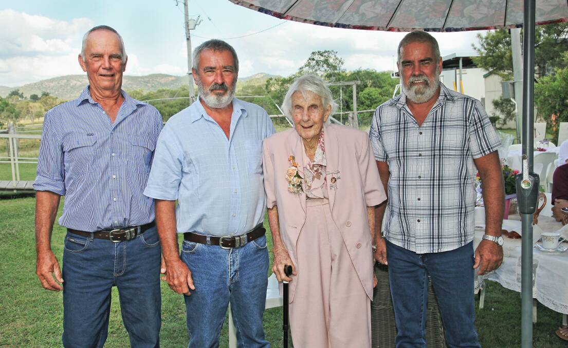 Nephews Jeff Edgar, John McLean and David McLean helped celebrate Audrey Edgar's retirement after she spent more than 60 years on the land. 