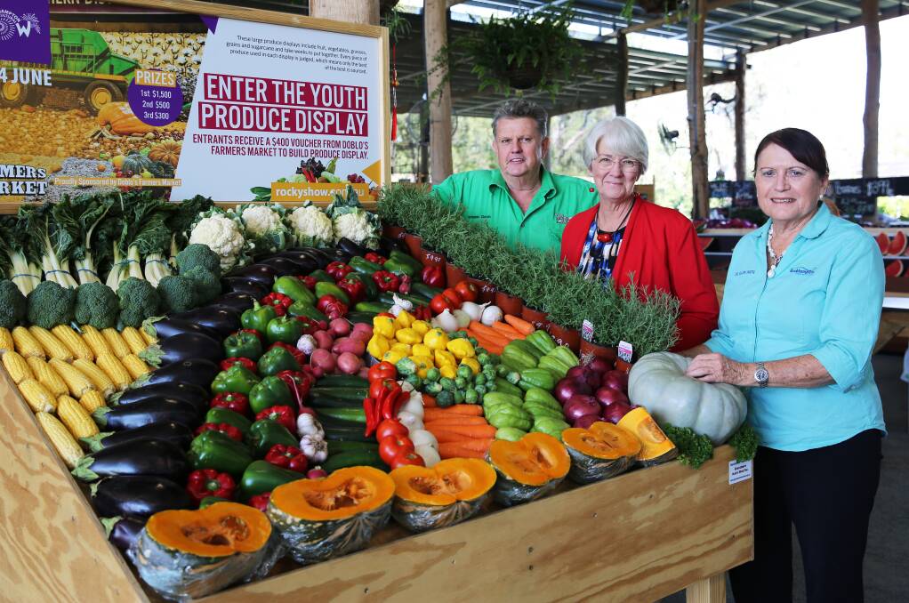 Dominic Doblo, Doblo's Farmers Market, Rockhampton Mayor Margaret Strelow and Councillor Ellen Smith are happy to promote the youth produce display competition. 