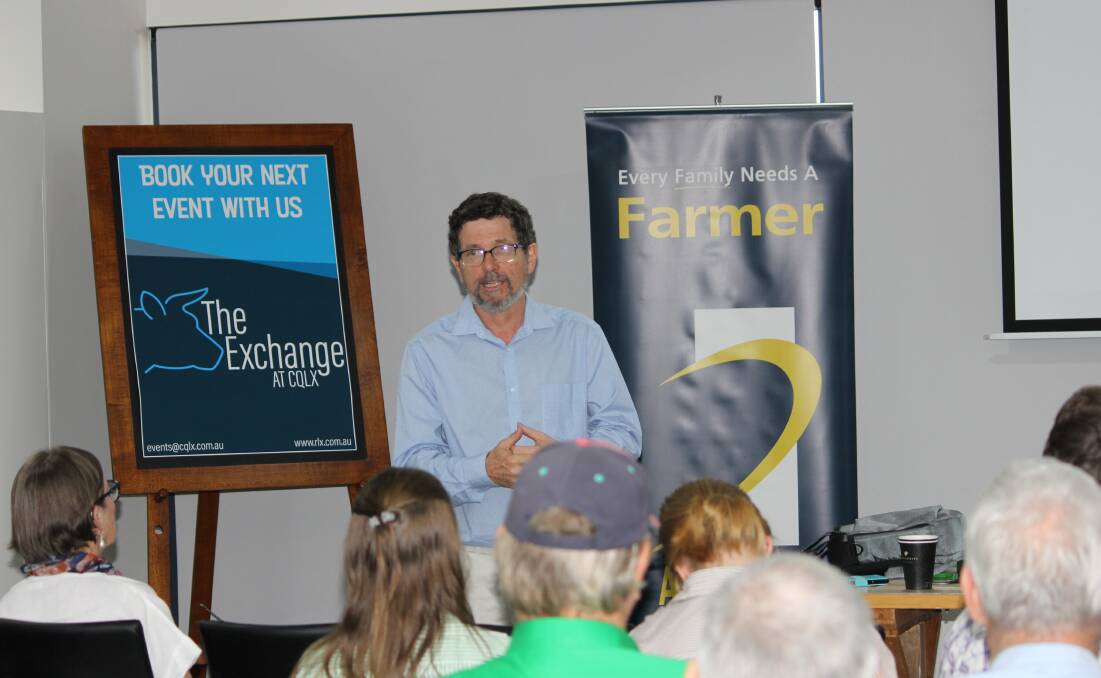 Dr Peter Ridd addresses the audience at the AgForce Reef Regulations Roadshow event at CQLX Gracemere.