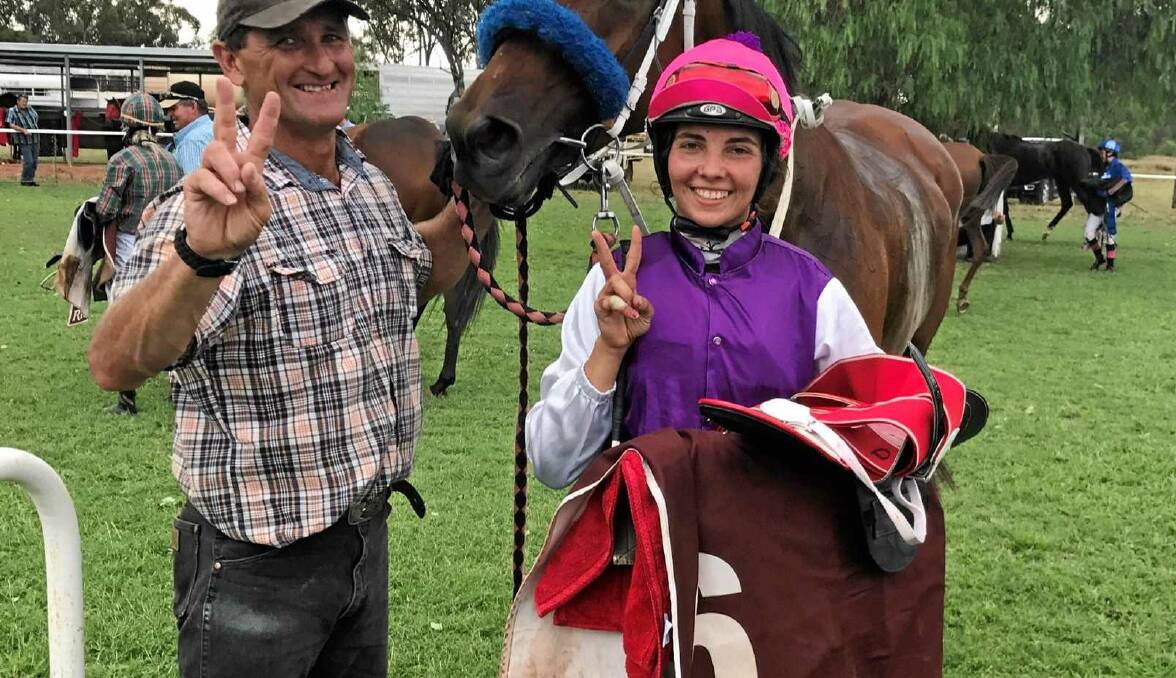 Trainer Billy Johnson and jockey Dakota Graham were Dalby winners on December 11 and could be headed to Brisbane with Money Ad.