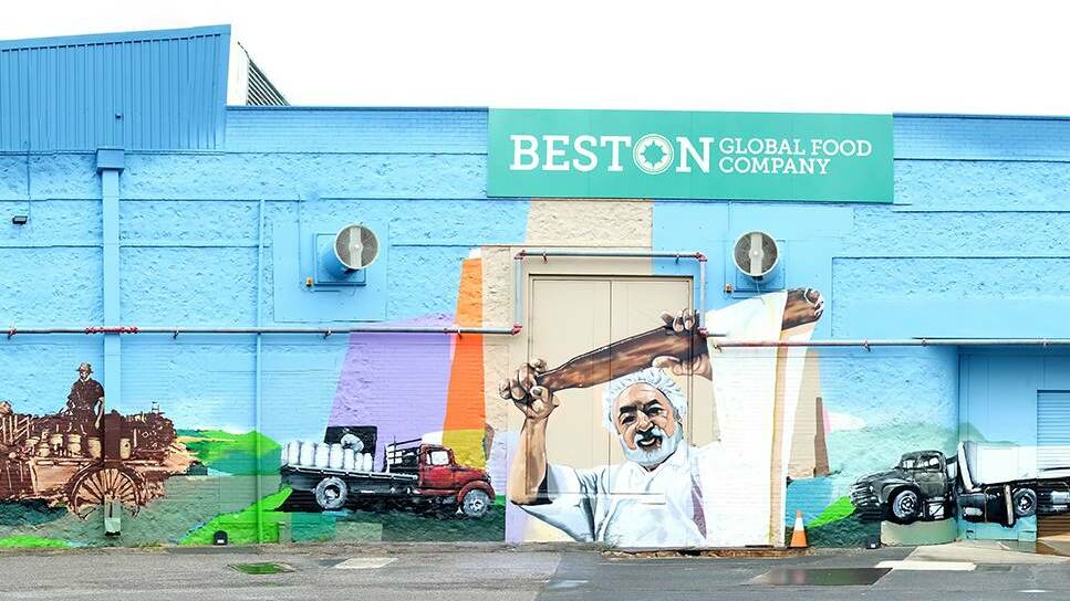 Beston Global Food Company's mural-painted Jervois mozzarella and lactoferrin plant in South Australia. 