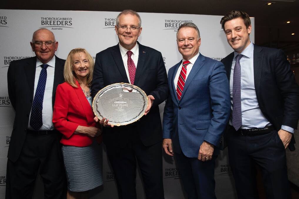 Thoroughbred Breeders Australia President Basil Nolan, Chief Government Whip Nola Marino, Prime Minister The Honourable Scott Morrison, Shadow Minister for Agriculture Joel Fitzgibbon, Thoroughbred Breeders Australia CEO Tom Reilly.