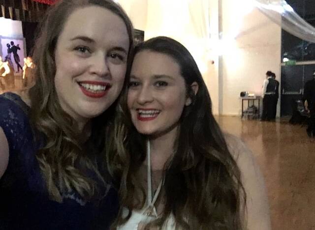 Warrego Watchman journalists Marguerite Cuddihy and Natalee Hall at a Save the Bilby Fund function in Charleville earlier this month. Ms Hall (pictured on right) was killed in a car accident near Augathella on Saturday morning. 