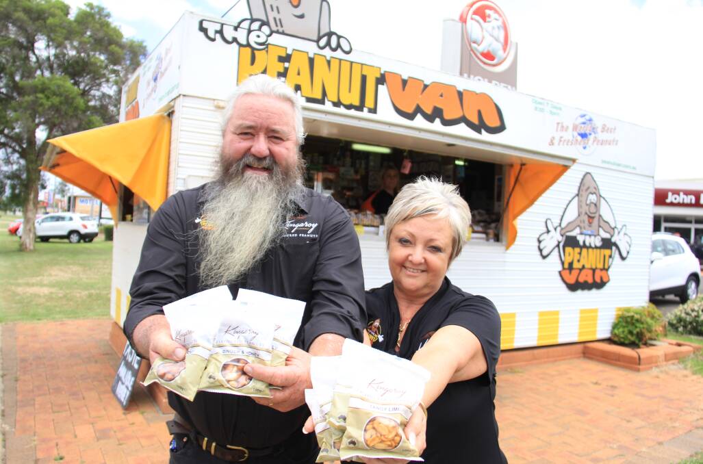 Rob and Chris Patch of the Peanut Van with their Kingaroy Flavoured Peanuts which are being sold in IGA.