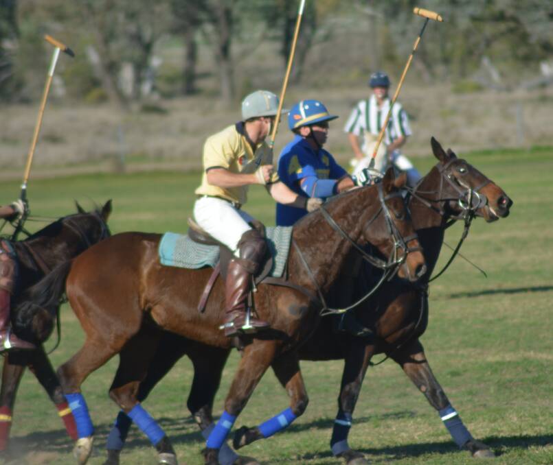  Simon Doolin from North Star Polo Club takes on Quirindi number four.