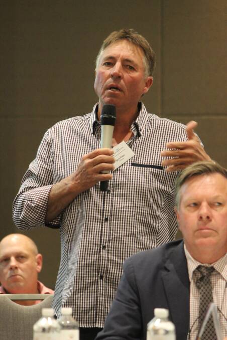 Lake Grace sheep producer and Landmark agent Gary Prater makes a point at the PGA conference in Perth last week.