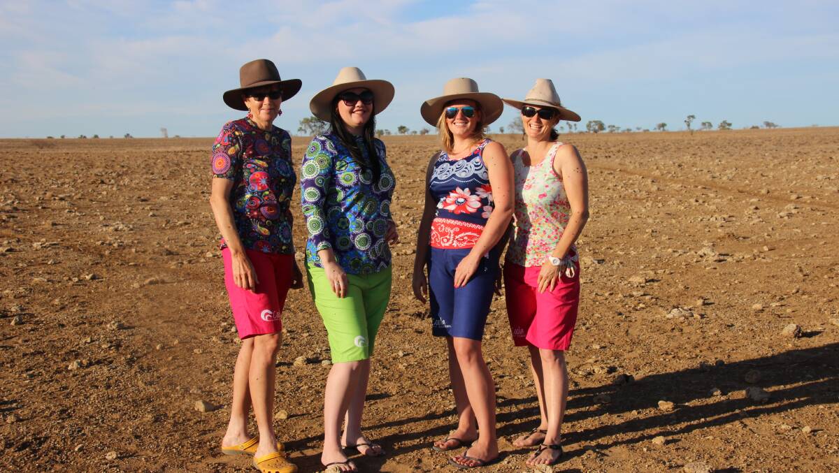 Swimming: Judy and Claire Gowing, Annie Roberts and Amanda Jones dressed in Cozzies.. Pictures: Judy Gowing.