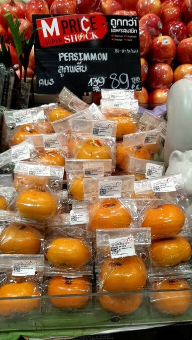 Australian sweet persimmons exported to Thailand under the new protocol were well received by supermarkets. Photo: Persimmons Australia
