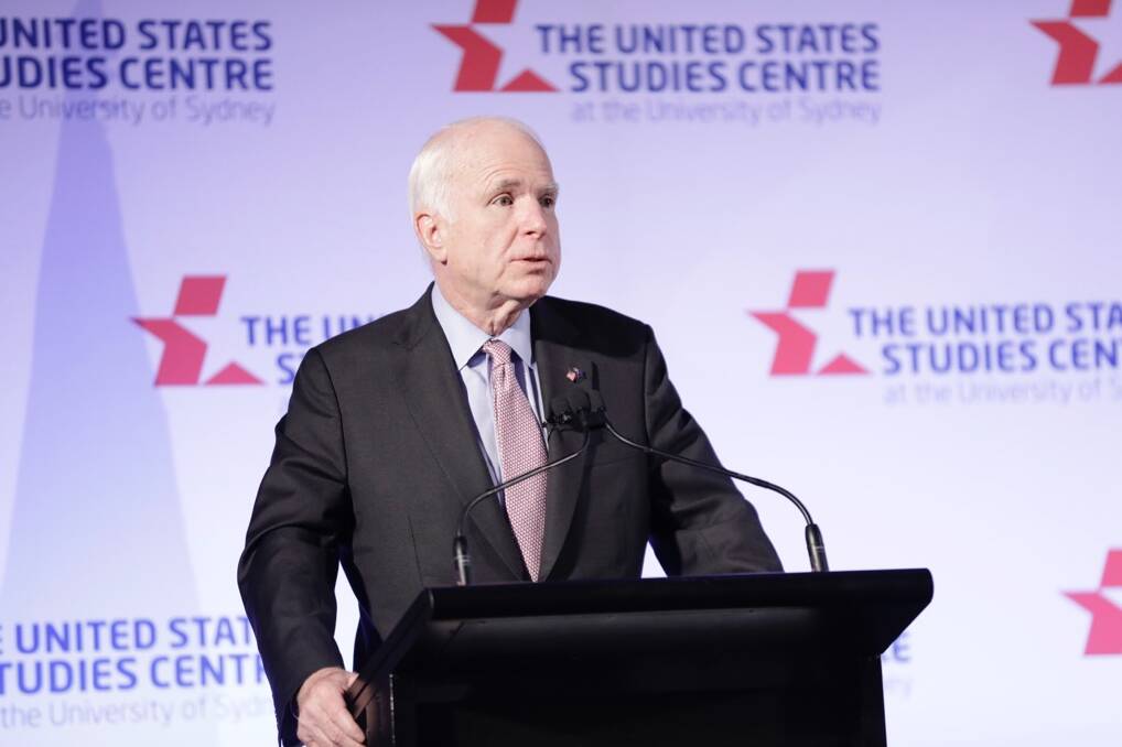 US Senator John McCain speaking last night at the US Studies Centre at the University of Sydney.
