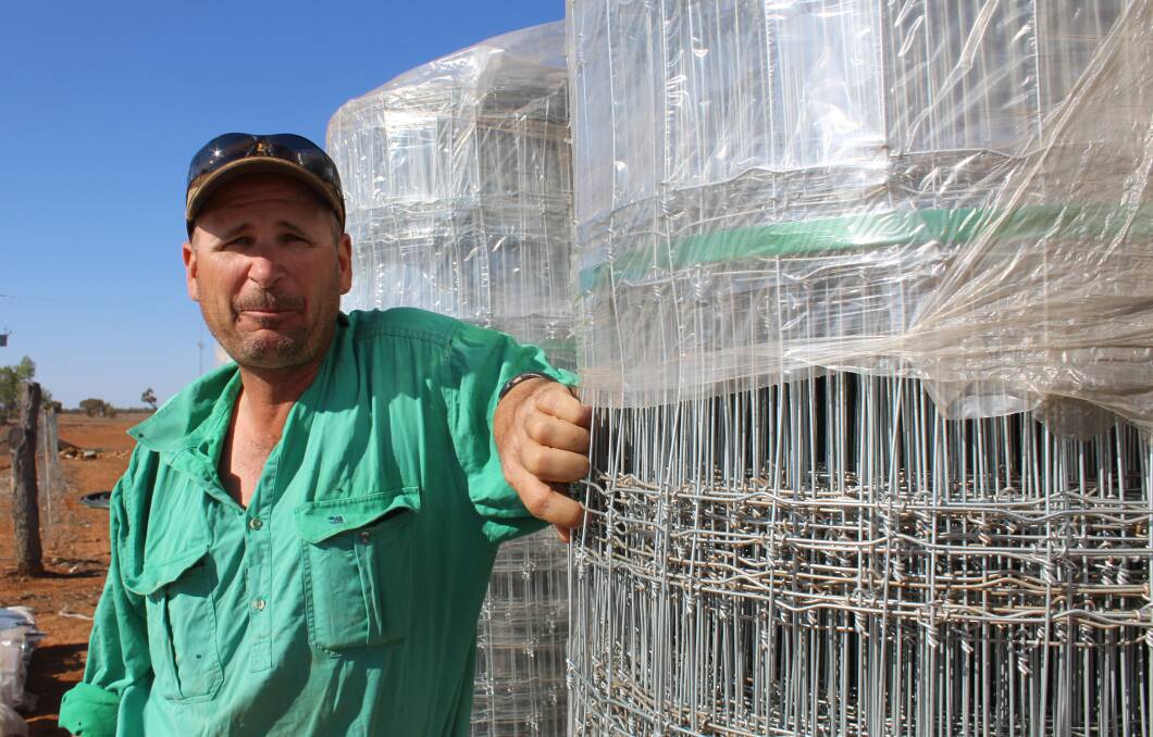 The 330km cluster fence incorporating three properties at Quilpie costs $1.2m in material alone. Stephen Tully, Bunginderry, is one of the stakeholders involved. Picture: ANDREA CROTHERS.