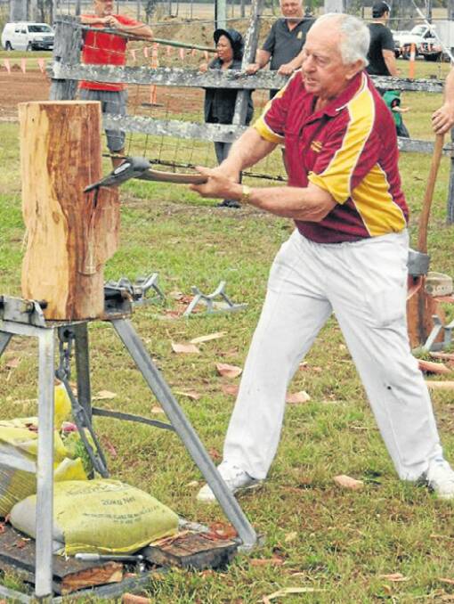 CHOP ON: Arthur in action doing the sport he loves- woodchopping.