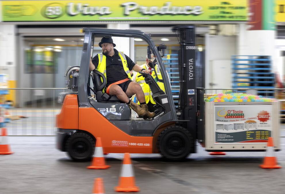 SKILL: Alfred Finau on the course during the 2021 Forklift Operator of the Year grand final, on his way to winning the competition. 