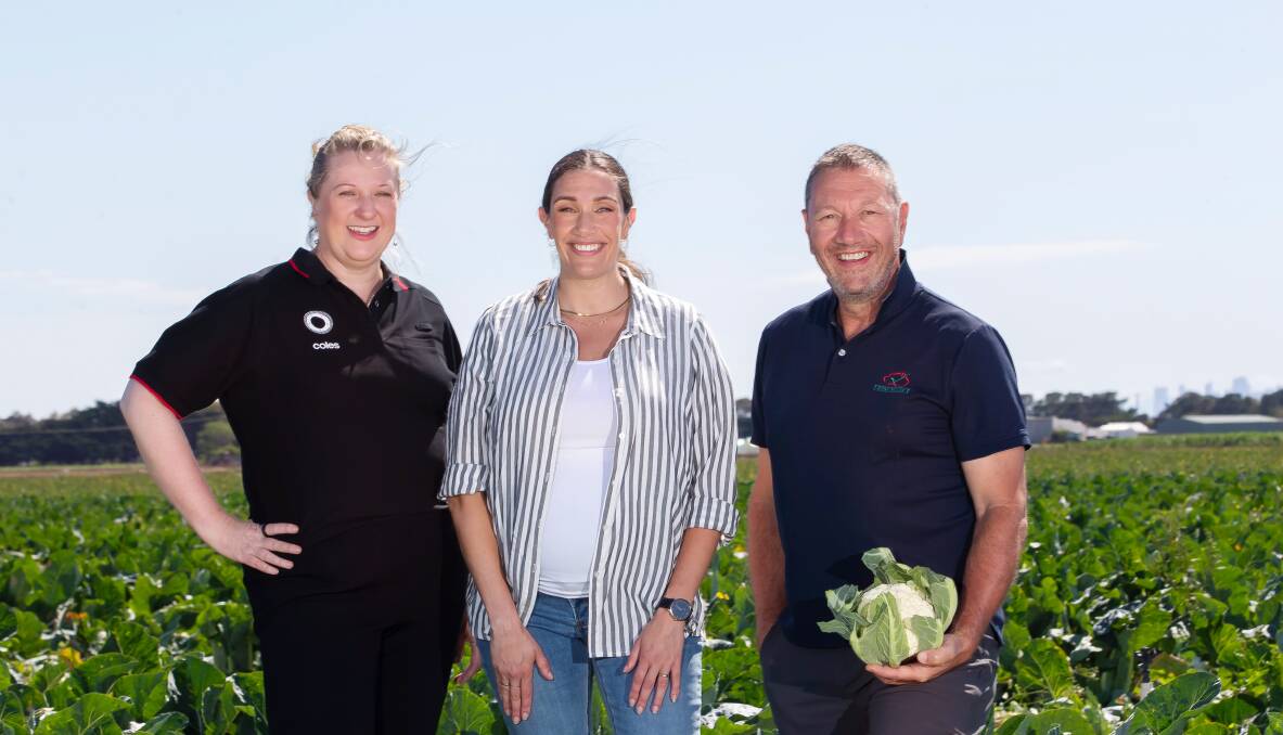 Coles general manager of sustainability Brooke Donnelly, Nutri V CEO Raquel Said and Fresh Select managing director John Said. Picture supplied