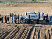 The demonstration of the Robotti autonomous farm vehicle happening at Vee Jay's Kalfresh, Bowen. Picture supplied